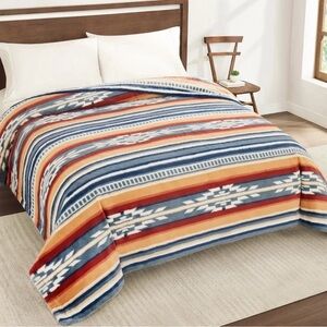 Pendleton Faux Fur Luxe Blanket TWIN 66”x 92" Saltillo Stripe